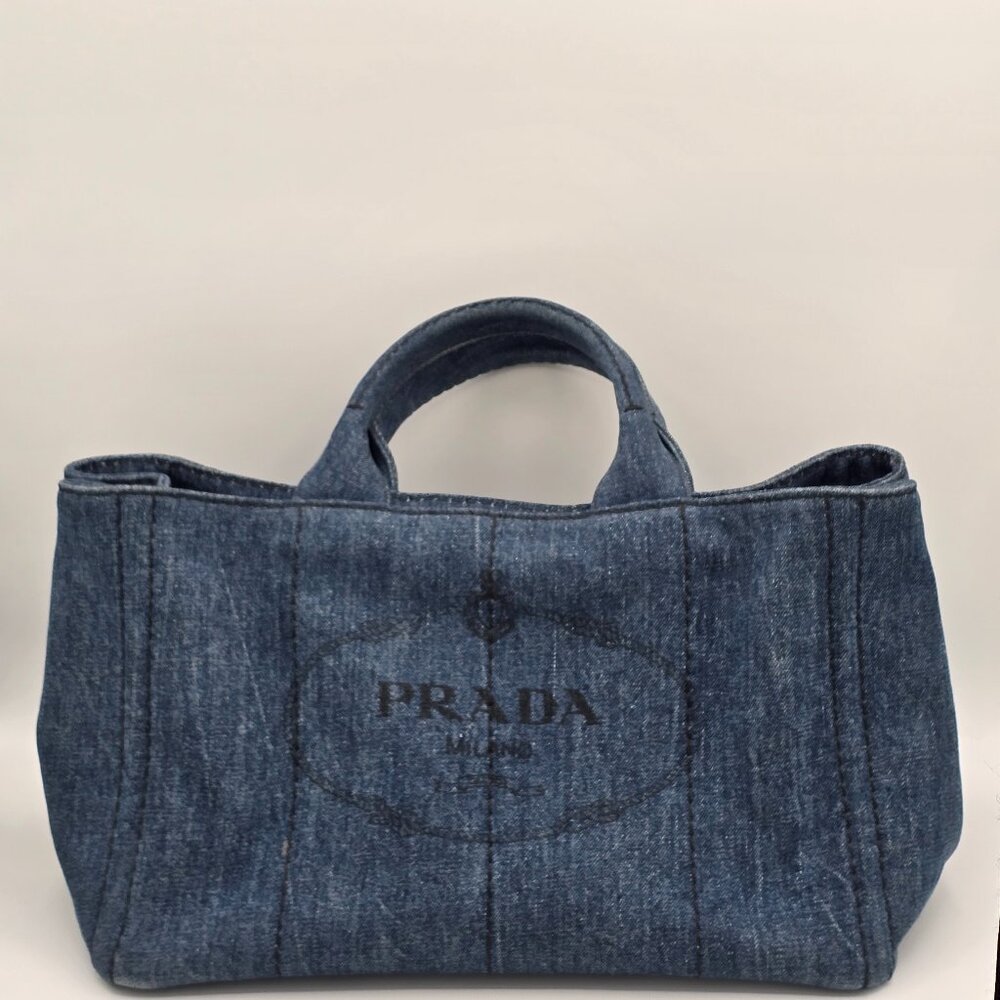 Prada Canapa Large Denim Tote
